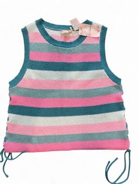Hem & Thread NWT Striped Sweater Vest Tank Top Lace Up Sides L